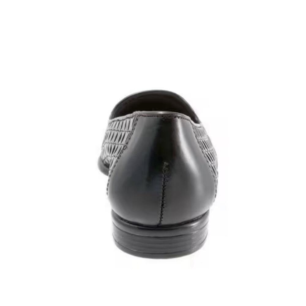 NEW TROTTERS Liz Loafers Black Woven Leather Slip-On Flats Womens 11 Wide - Picture 5 of 8